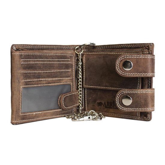 Brieftasche Herren Cognac mit Kette - stilvoller und praktischer Brieftasche aus echtem Leder, geeignet für Männer und Frauen.