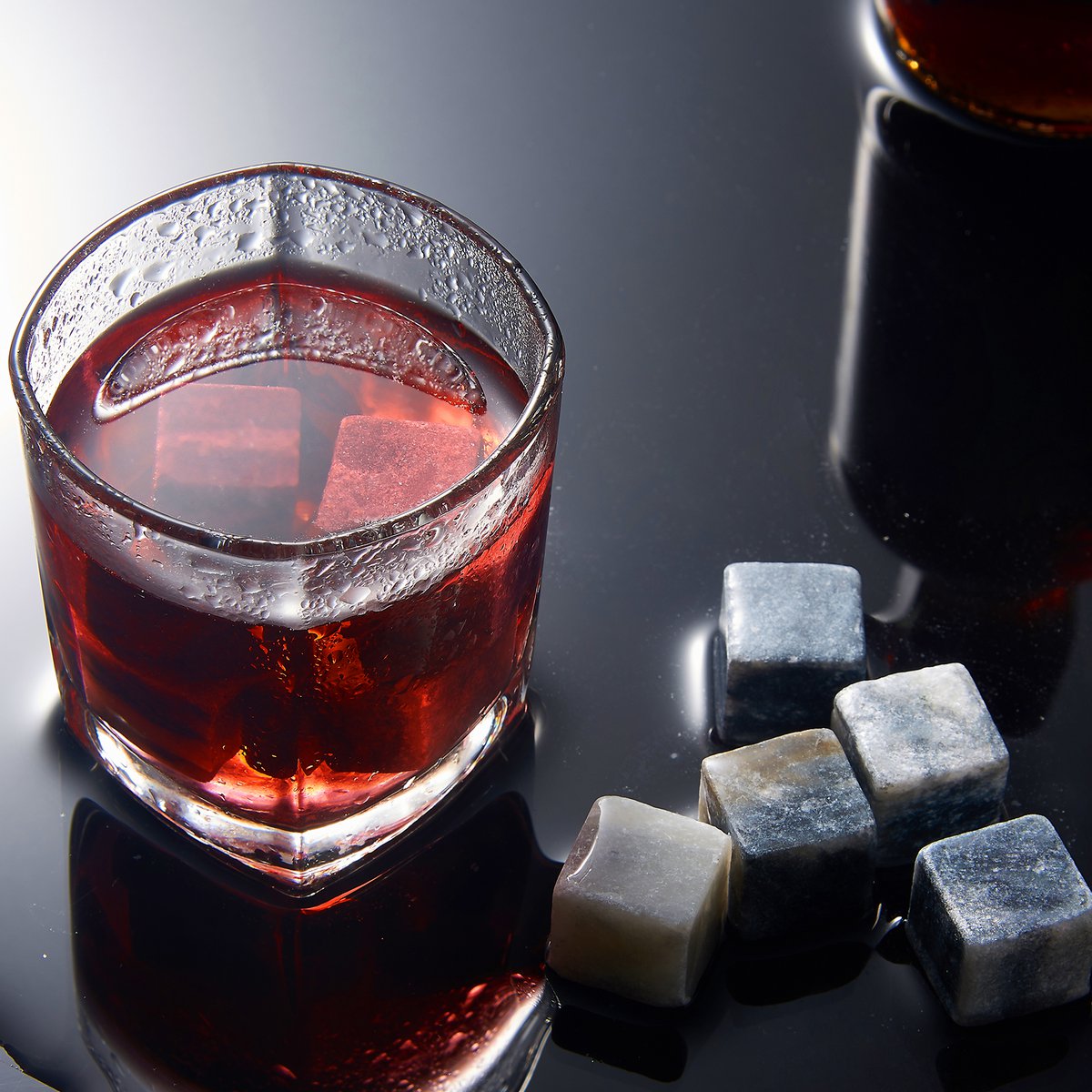 LAGUIOLE GLANCON STEATITE - 9 ICE STONE FOR DRINK IN VELVET POUCH