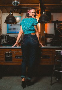 Jeanshose mit Pinstripe-Stickerei