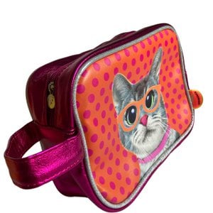 Toilet bag cat with glasses fuchsia