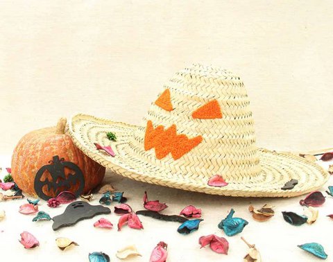 Handgefertigter Halloween-Strohhut für Erwachsene