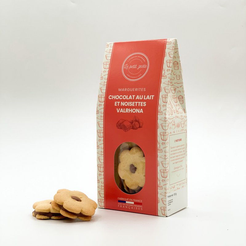 Ciastka - Stokrotki - Czekolada mleczna i orzechy laskowe Valrhona