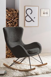 Rocking chair teddy fur dark gray
