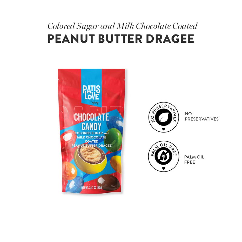 Peanut Butter Dragee – Colored Sugar and Milk Chocolate Coated Peanut Butter Dragee