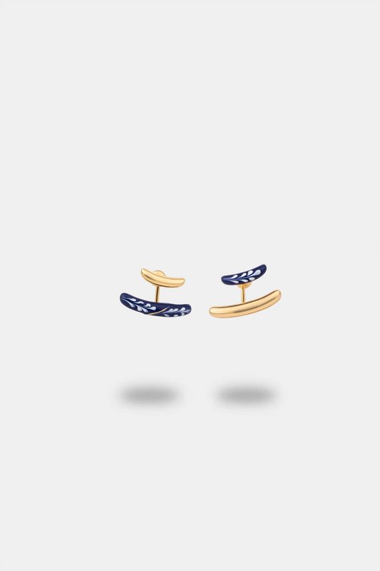 Enamel front-and-back Earrings — Blue & Gold