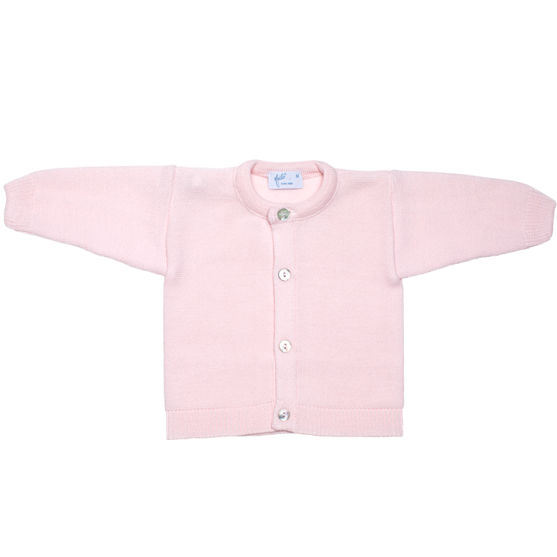 Jacke Rundhals Rosa aus 100% feinster Merinowolle