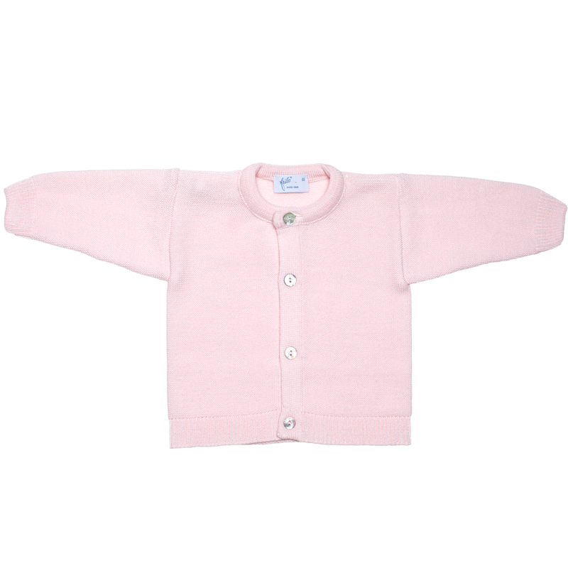 Jakke med rund hals, pink lavet af 100% fineste merinould