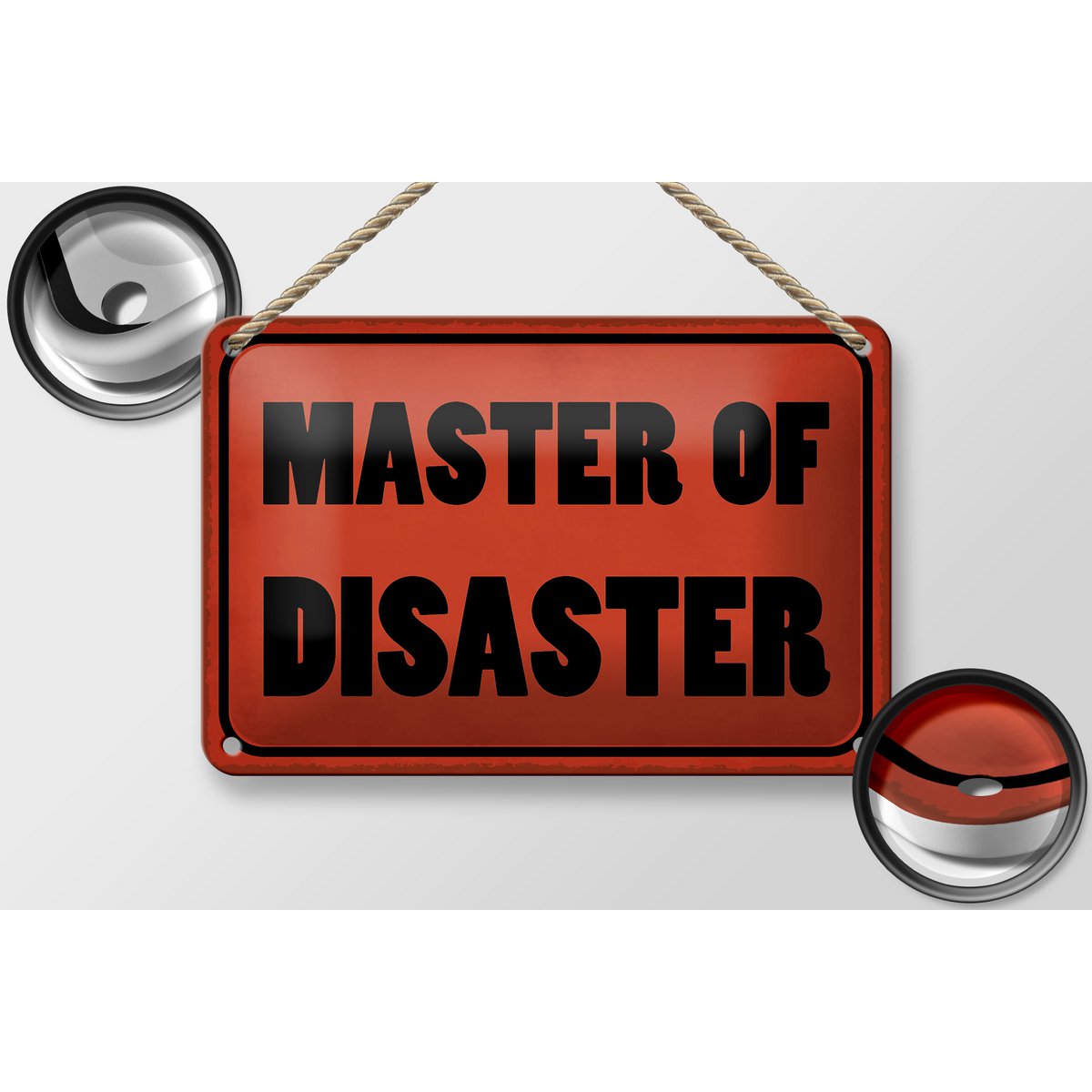 Tin sign saying 18x12cm Master of Disaster gift decoration
