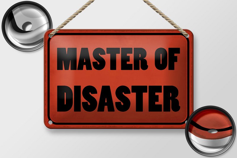Tin sign saying 18x12cm Master of Disaster gift decoration