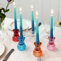 Double ended glass candle holder - Pink