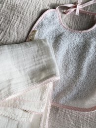 Musselin mit gehäkelter Paspel - Pink Piping