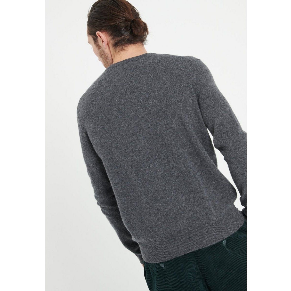 LUKE 2 Jersey de cachemir gris antracita con cuello redondo