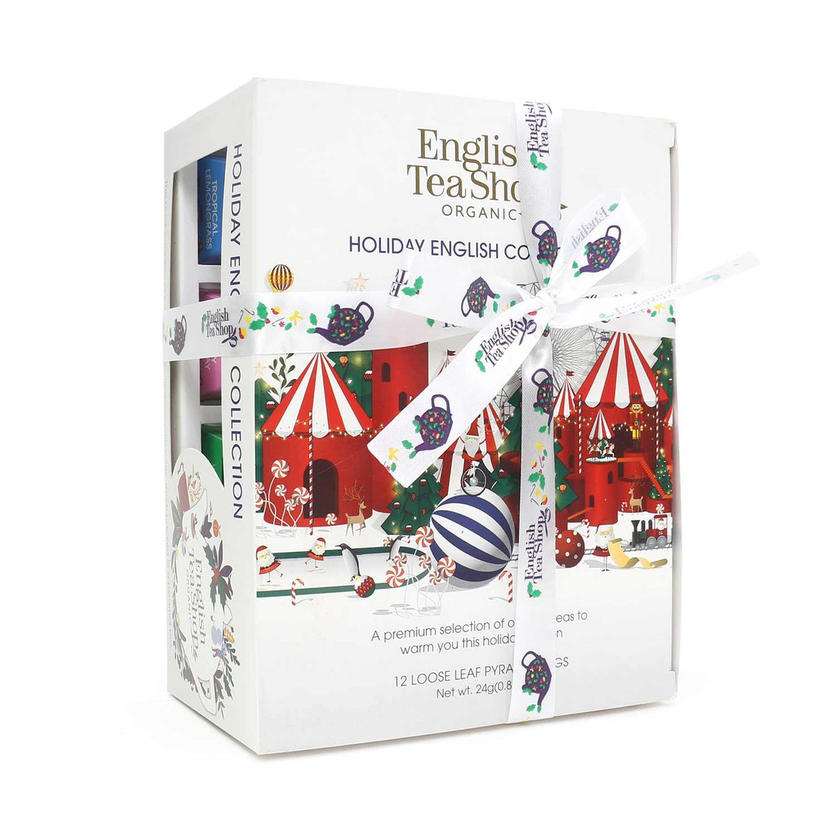 ETS - Tee Geschenk mit Schleife "Winter Kollektion, Weiß", BIO, 12 Pyramiden-Beutel
