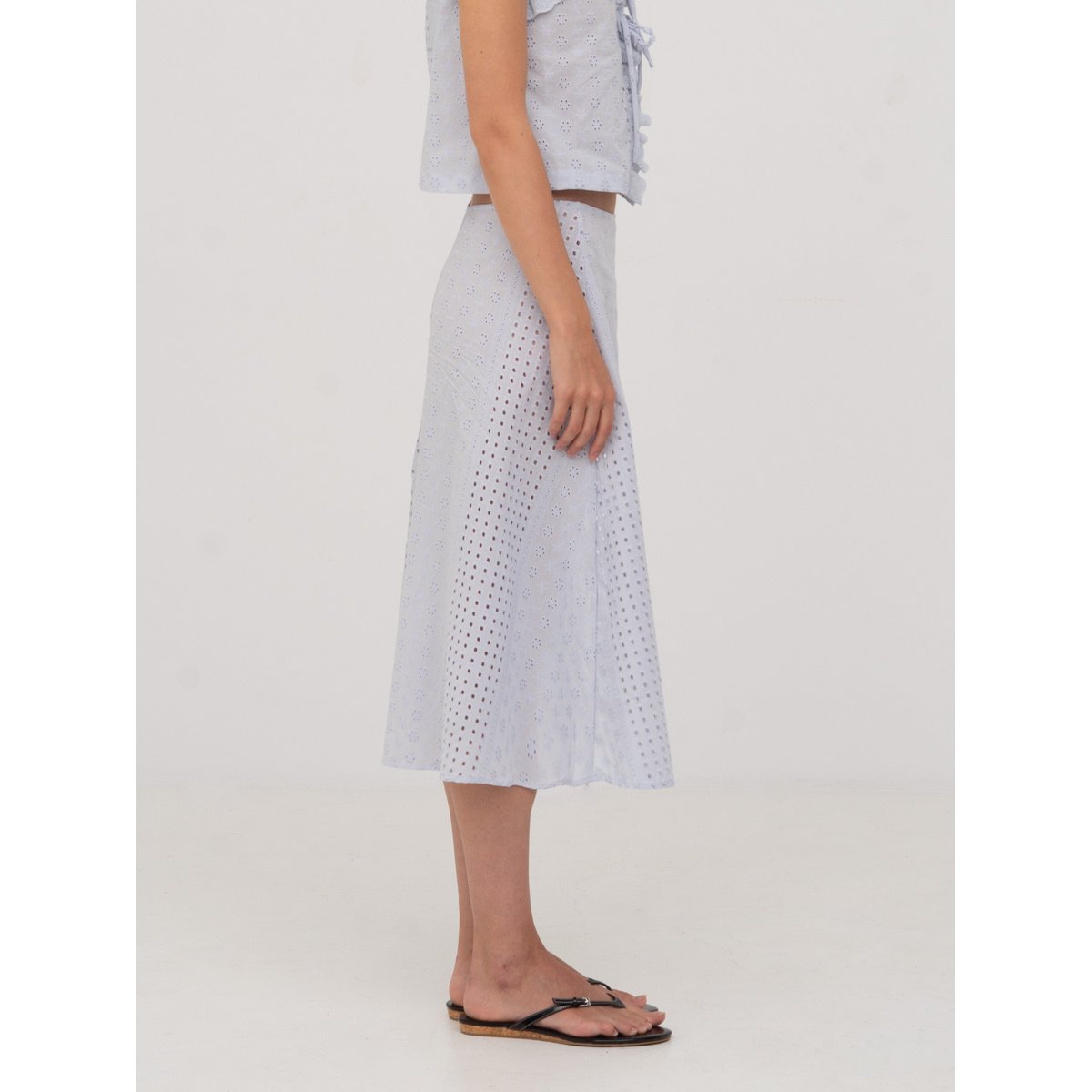 Falda midi blanca Lumora azul