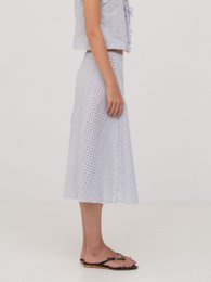 Falda midi blanca Lumora azul