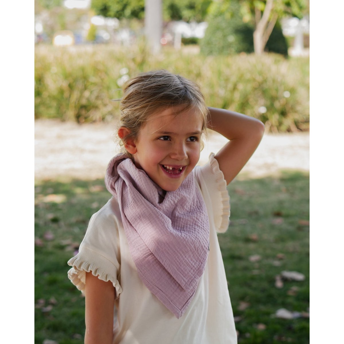 Echarpe mousseline enfant • Mauve