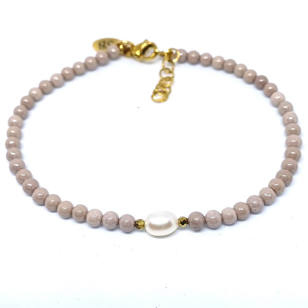 Bracelet zircone perles rondes perle d'eau douce