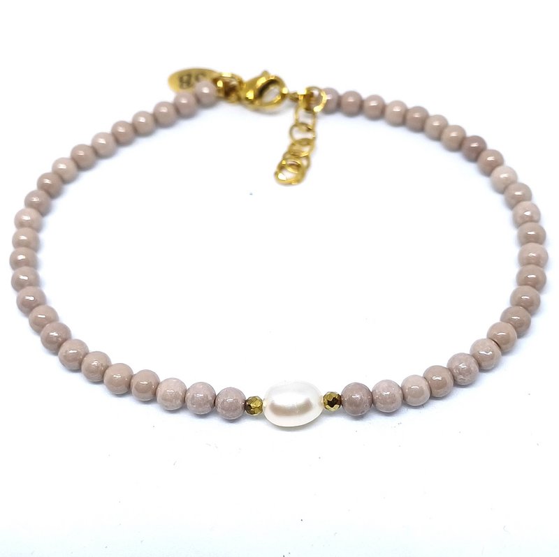Pulsera circonitas cuentas redondas perla de agua dulce
