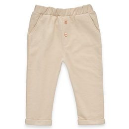 Beige unisex baby pants with elastic waistband, available in sizes 62, 68, 74, 80, and 86.