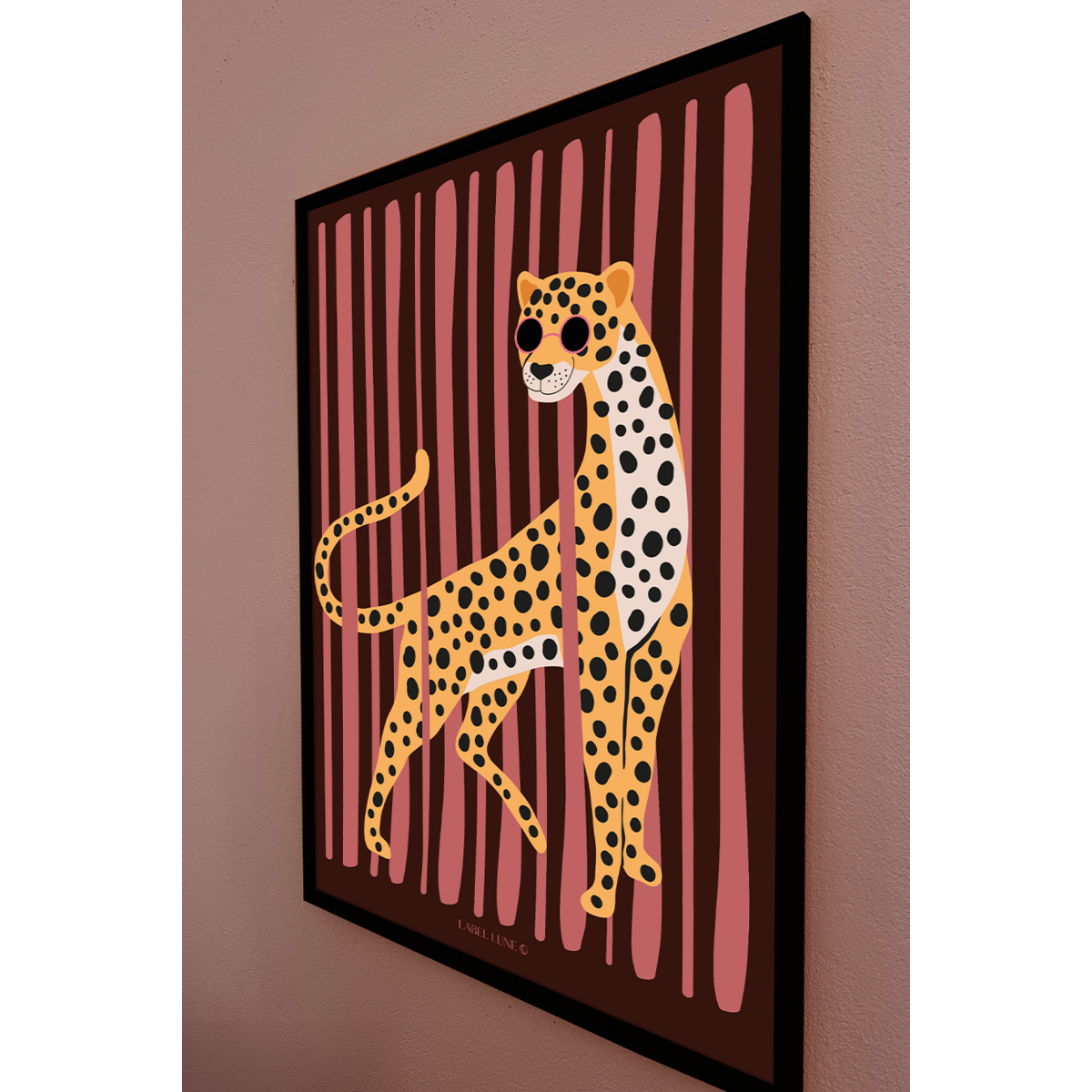 Affiche chambre enfant - Léopard Yala rose