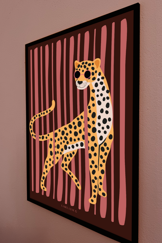 Plakat Børneværelse Leopard - Yala Pink
