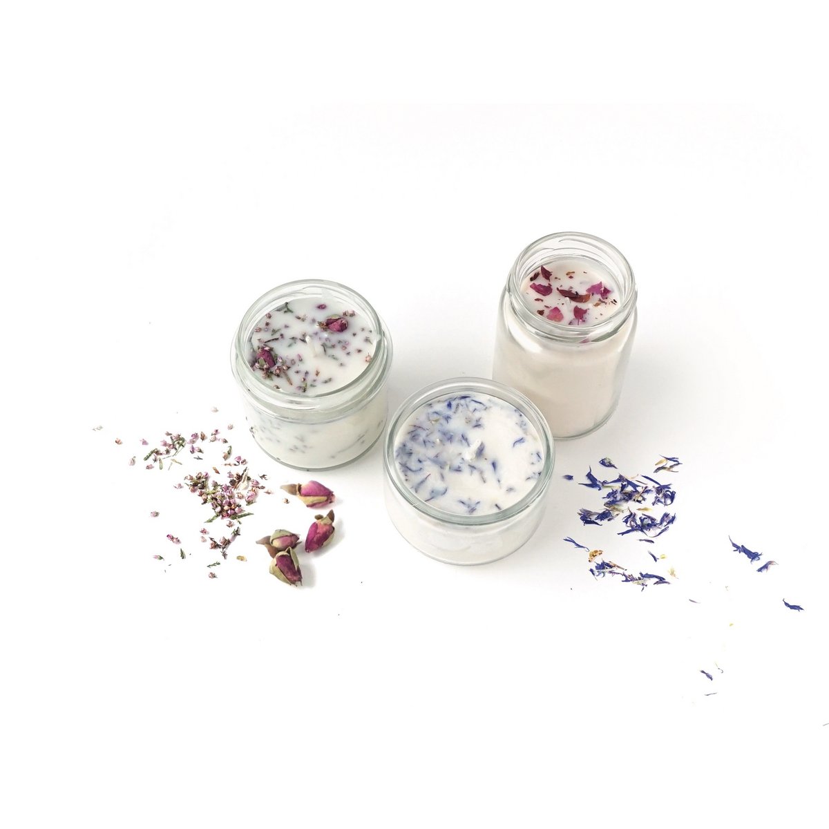 SET VELAS CON FLORES SECAS