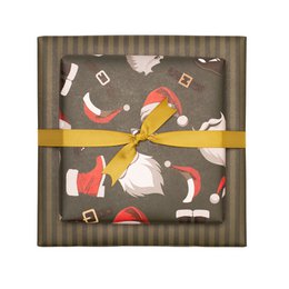 Grünes Weihnachts- Geschenkpapier mit Nikolaus Outfit und grünen Streifen, edles Geschenkpapier Weihnachtsmann , Weihnachts- Geschenkpapier Männer