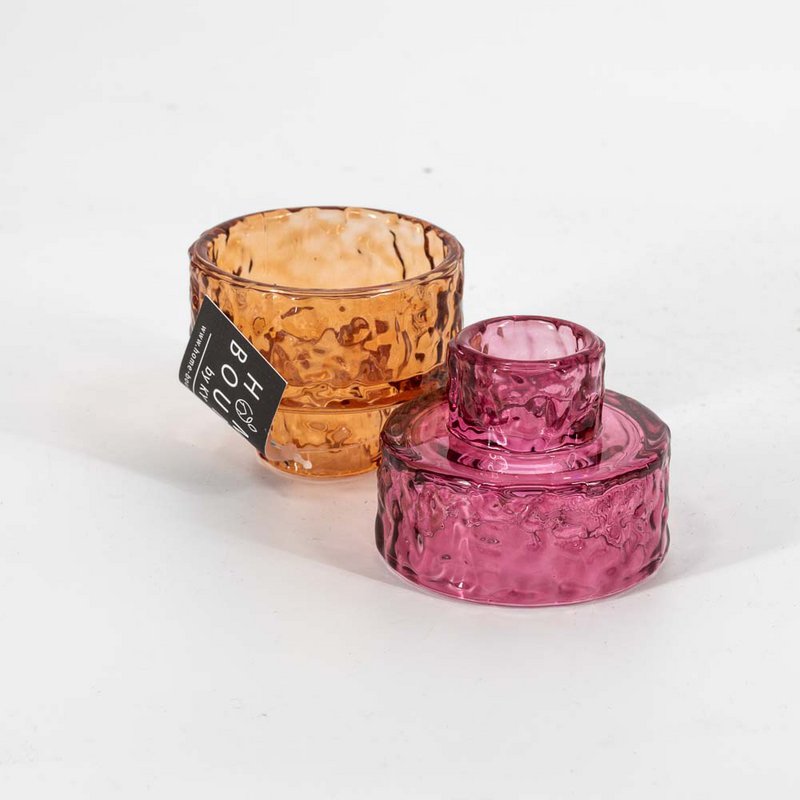 Pink glass tea and candle stand