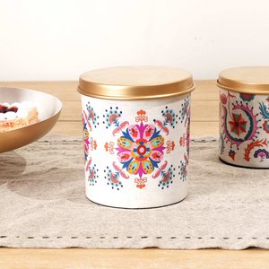 Round Enamel Storage - Large Box with Lid - Food & Snack Jar