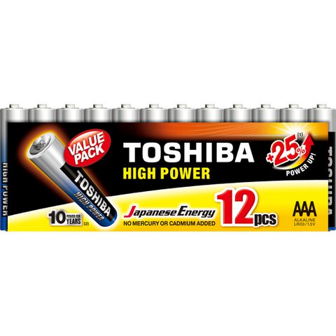 Toshiba Pile Alkaline AAA-Batterie – hohe Leistung x 12