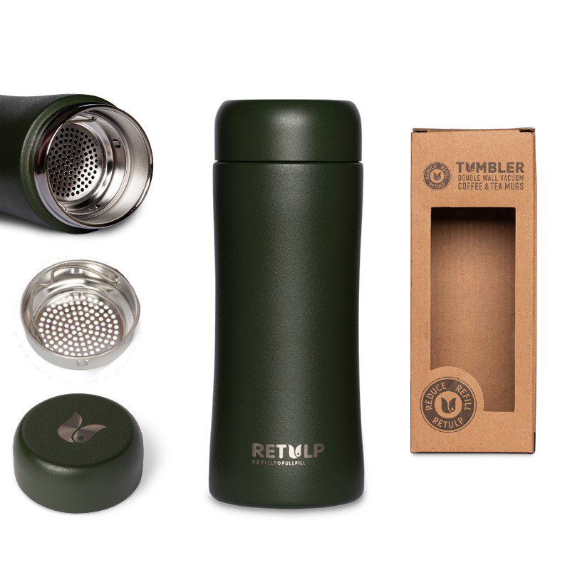 Tumbler Insulated double wall mug Green 300 ml