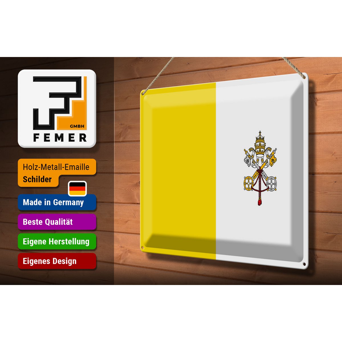 Tin Sign Flag Vatican City 40x30cm Flag Vatican City