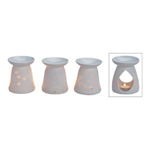 Fragrance lamp white made of porcelain, 3 assorted (W/H/D) 10.5x12.5x10 cm