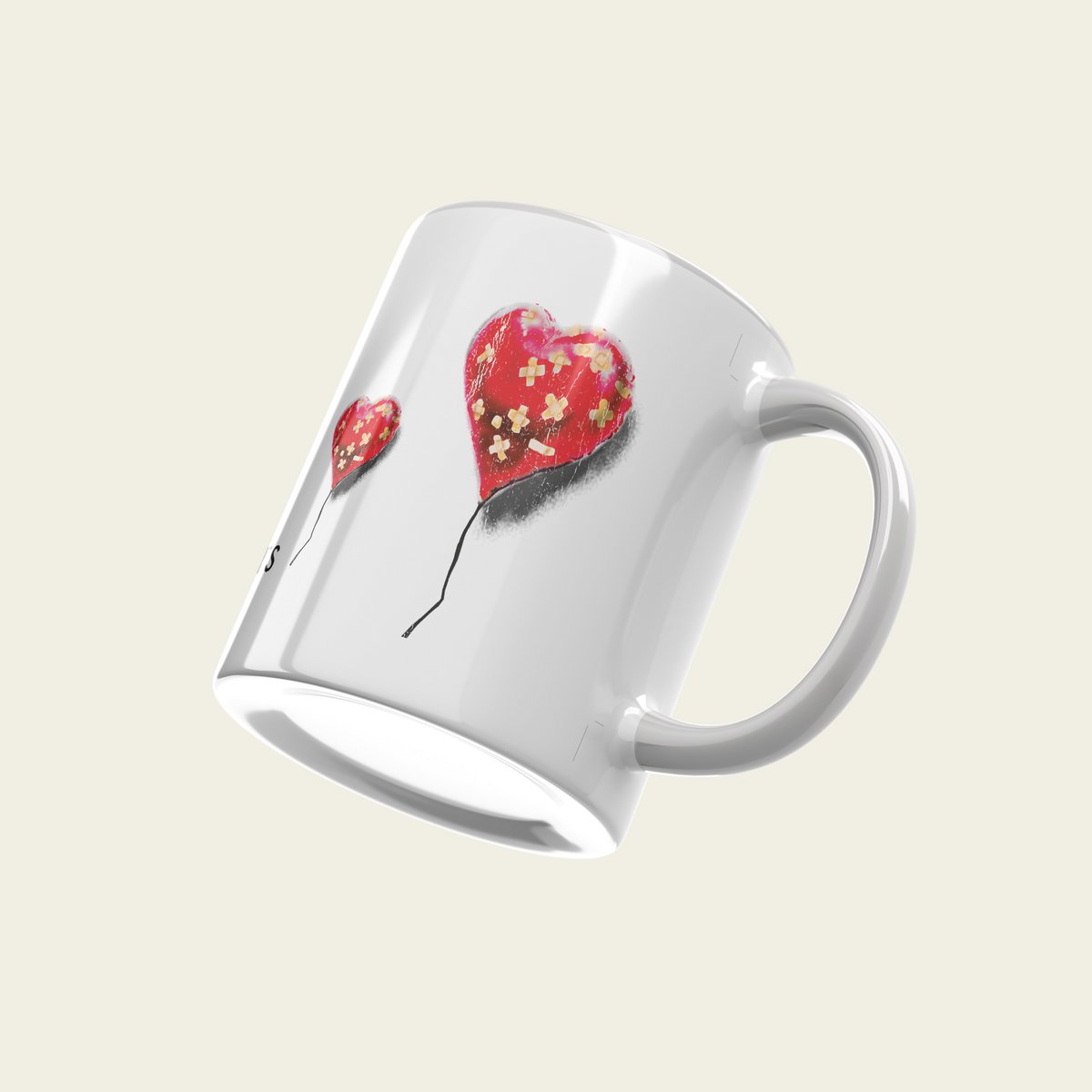Taza Cerámica Banksy 325ml - Corazón Vendado