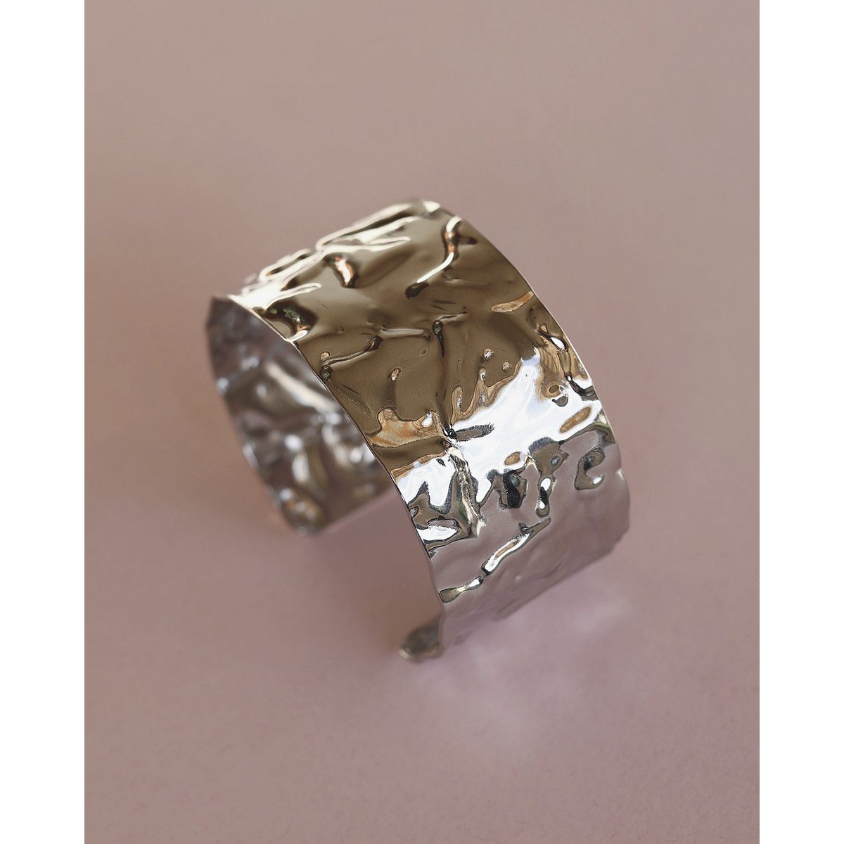 August - Hammered Wide Cuff Bracelet