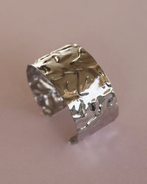 August - Hammered Wide Cuff Bracelet
