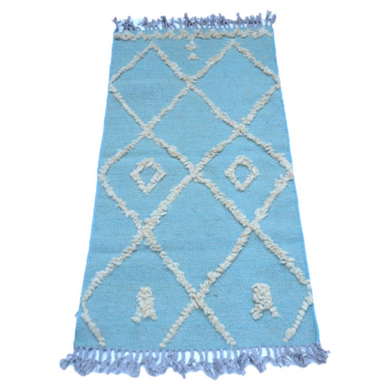 IKAT gråligt blågrønt Kilim tæppe