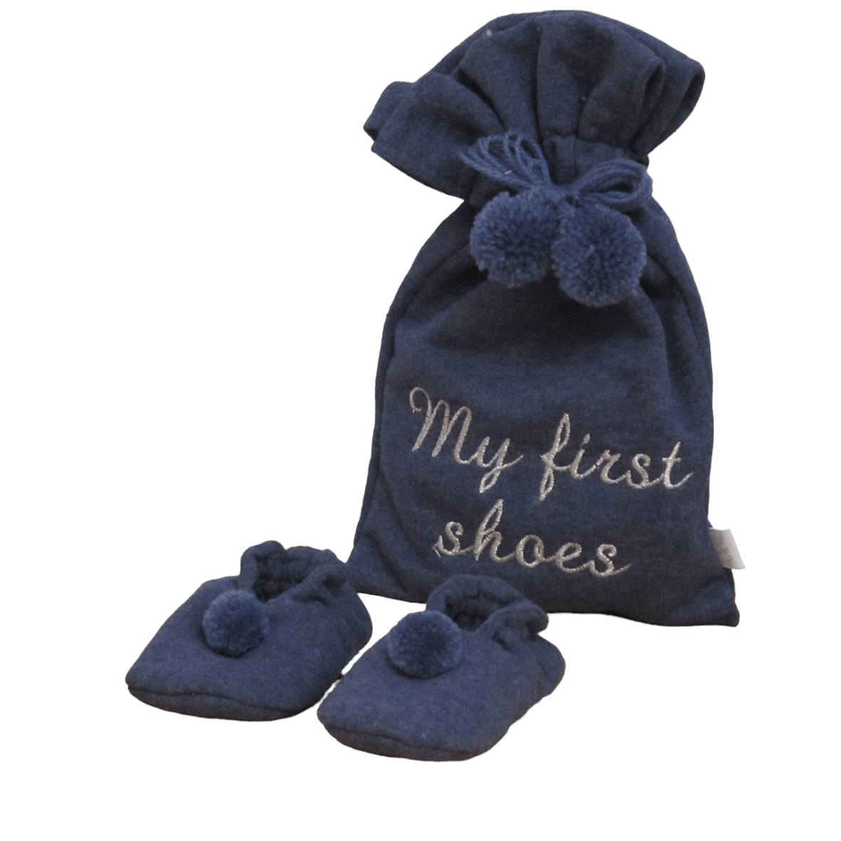 Jerseysocken mit Bommel und Tasche Meine ersten Schuhe