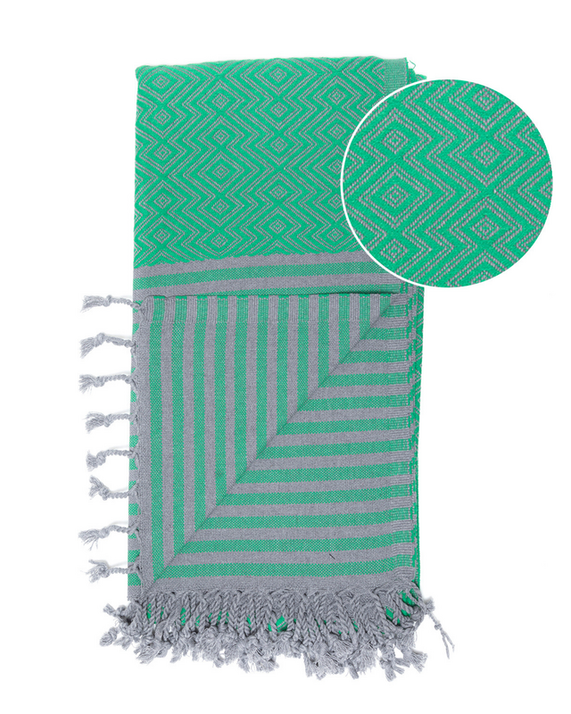 SAHARA Cotton Hammam Spa Towel – Compact – Green - 180x100 cm