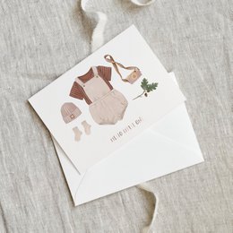 Tarjeta de felicitación · Vestido de bebé | marrón