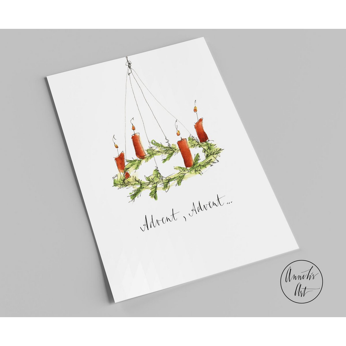 Carte postale | Carte de l'Avent | Couronne de l'Avent avec inscription