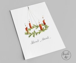 Ansichtkaart | Adventskaart | Adventskrans met gezegde