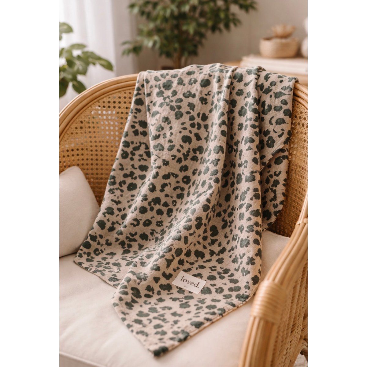 Muslin cloth, nursing cloth, swaddle cloth, light baby blanket 120x120cm, LEO