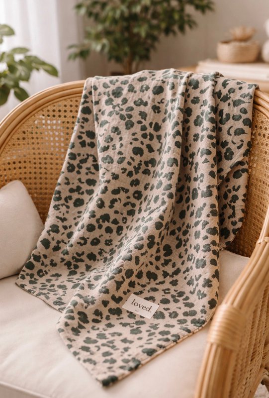 Tissu mousseline, tissu d'allaitement, lange, couverture bébé légère 120x120cm, LEO