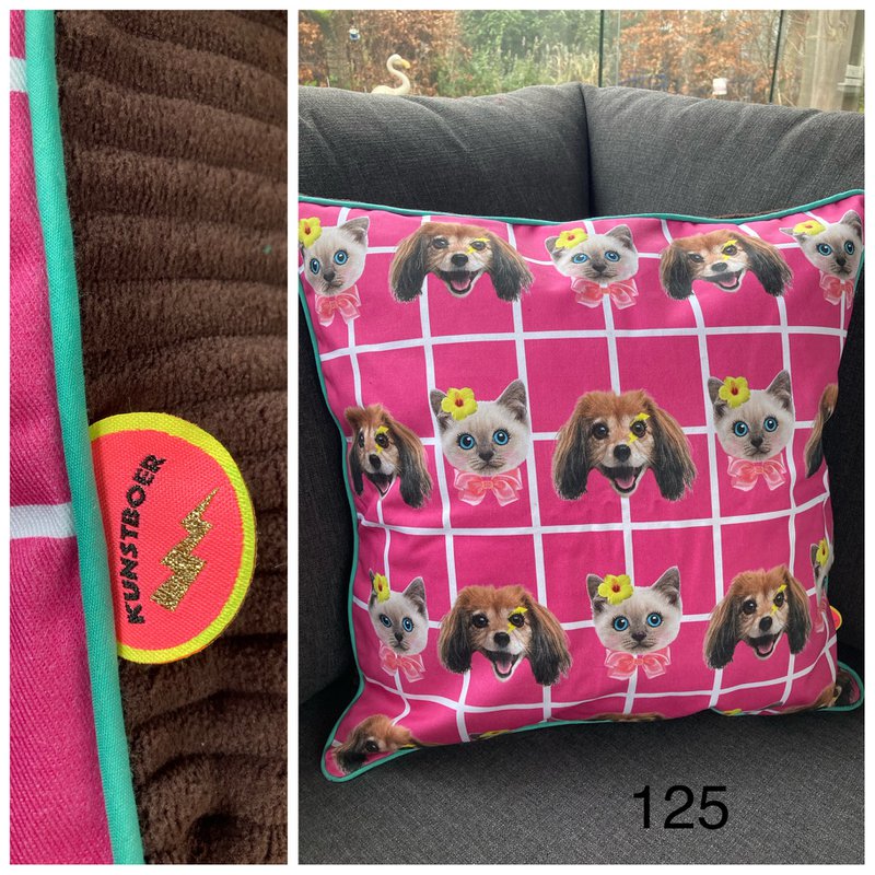 Housse de coussin 50x50cm - Chats et chiens rose