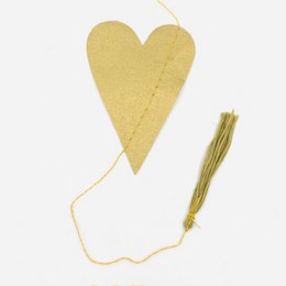 Guirlande coeur Luna-Leena - or - L182cm - papier écologique - fait main au Népal