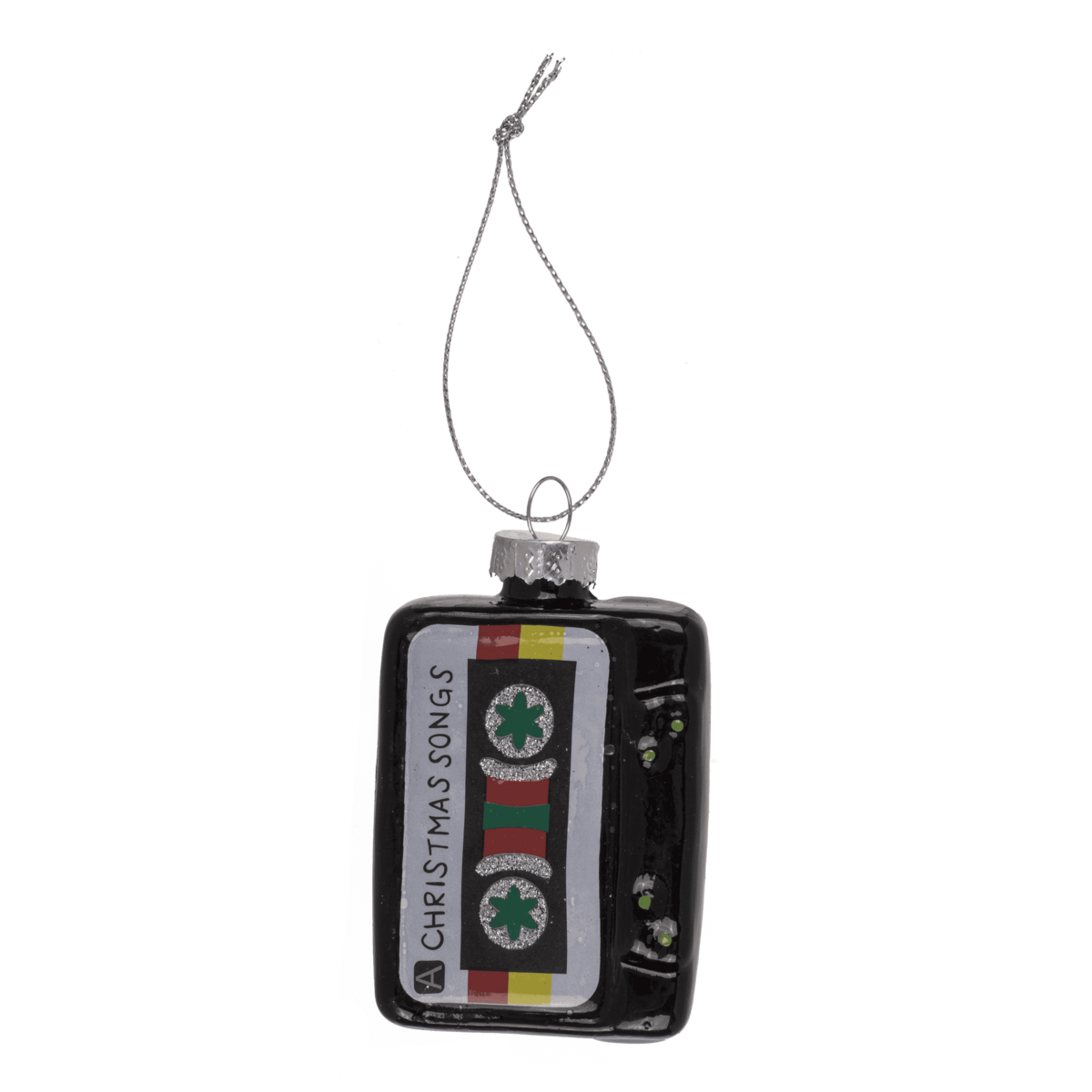 Glass tree decorations, Retro, set of 3, Cassette