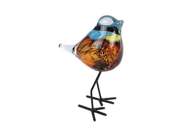 Skulptur Vogel auf braunem Glassockel