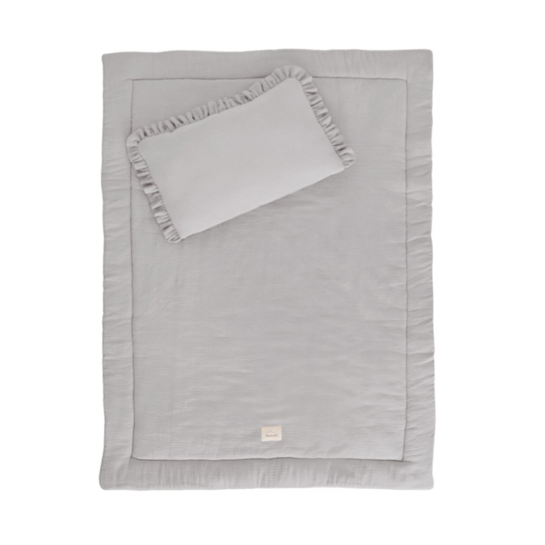 Muslin bedding set with filling ruffles Grey 