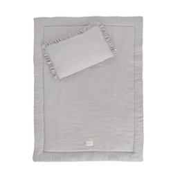 Muslin bedding set with filling ruffles Grey 